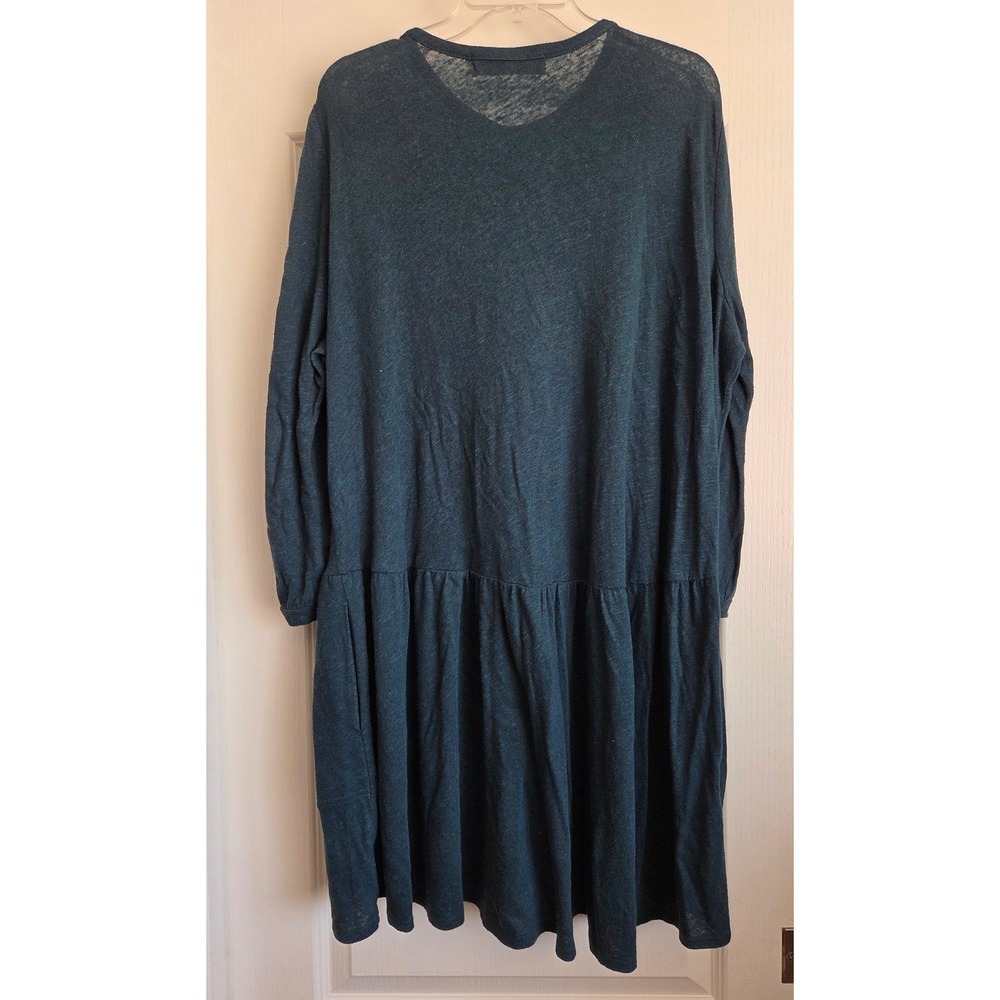 Free People Beach Take Me There Teal Linen Blend Button Tiered Mini Dress Sz S - Picture 3 of 7